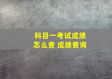 科目一考试成绩怎么查 成绩查询